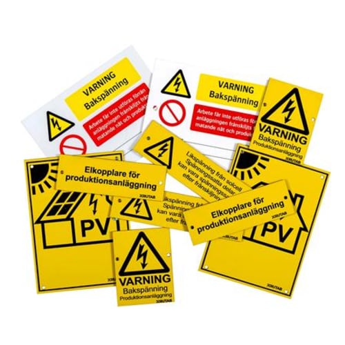 Warning marking - sign package for solar cells